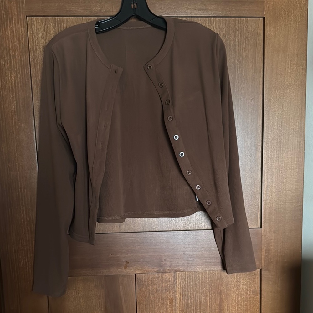 Brown Button-Up Women's Top
